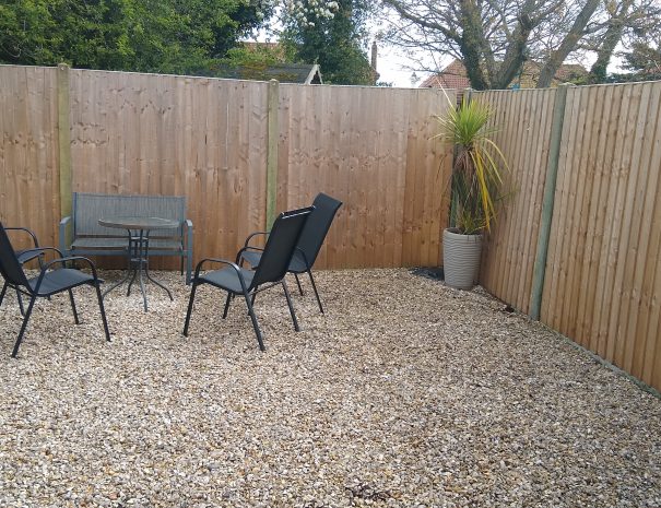 The enclosed private guest garden